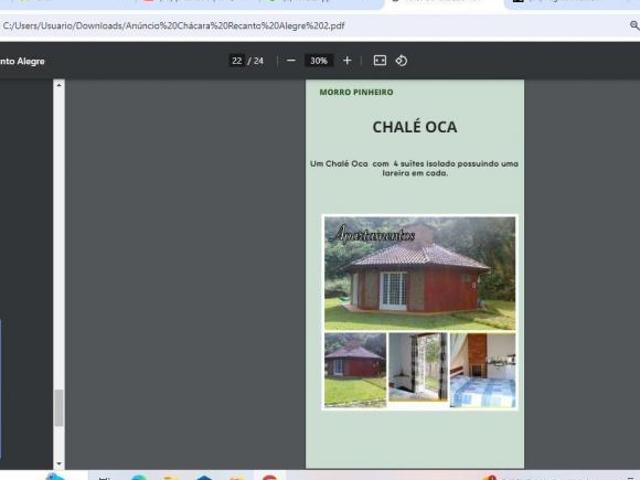 Chácara 45054m2 2 casas 8 Chalés 1 quadra de tênis 1 restaurante 2 piscinas 1 salão de jogos 1 quadr