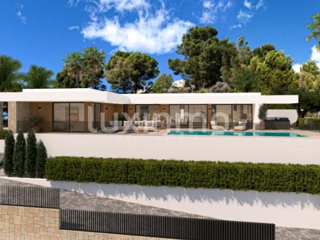 Chalet en venta en Calp, La Empedrola. Moderna villa de nueva construcción de una sola planta con piscina en Calpe. Chalets.