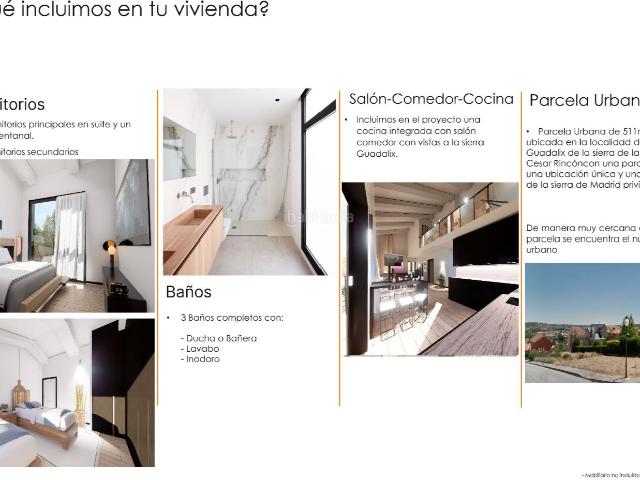Chalet en venta en Guadalix de la Sierra. Oportunidad Vivienda de Obra nueva con Terreno. Chalets Guadalix de la.