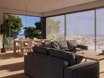 Chalet en venta en Esplugues de Llobregat, Finestrelles. Casa de obra nueva en construcción con vistas 360º a Barcelona, 4 dormitorios, terraza de 50 m y piscina infinita en venta en Fine. Chalets.