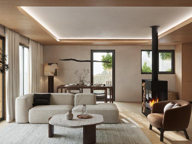 Chalet mitoyen contemporain sur plan 5,5 pièces à Euseigne Hérémence
