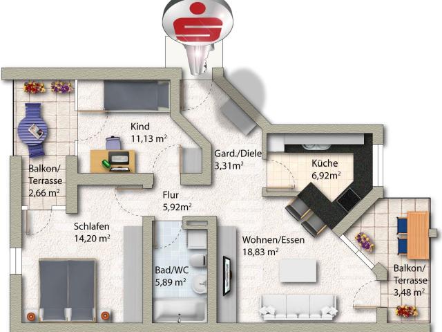 Charmante 3 Zimmer Erdgeschosswohnung auf den Taläckern