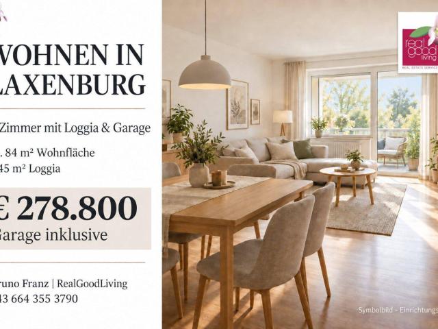 CHARMANTE 4 ZIMMER WOHNUNG IN LAXENBURG – MIT 9,45 m² LOGGIA & EIGENER GARAGE UM € 278.800 !