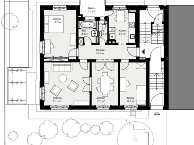 Charmante 4 Zimmer Wohnung mit sonnigem Balkon zu vermieten
