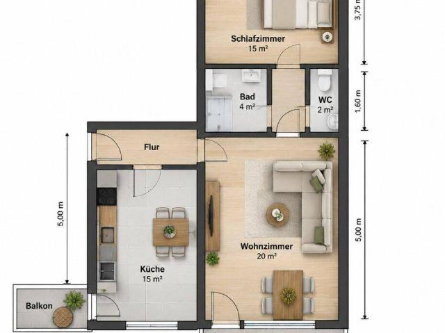 Charmante Sanierte 2 Zimmer Wohnung mit Balkon in bester Lage – 63m²