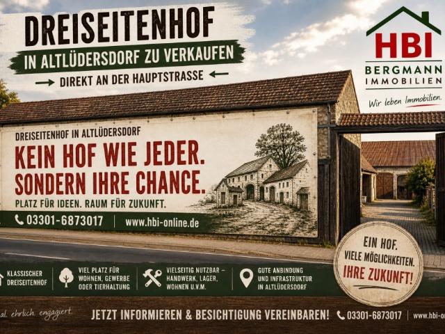 Charmanter Dreiseitenhof in Altlüdersdorf: Freistehendes Einfamilienhaus mit historischer Scheune