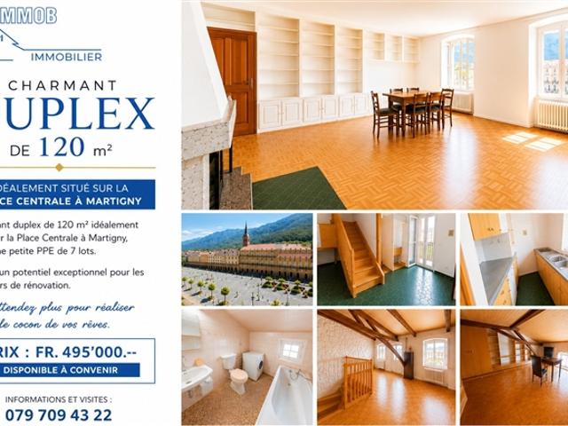 Charmantes Doppelhaus mit einer Renovierung von 120 m², ideal gelegen an der Place Centrale in Martigny