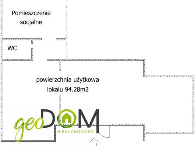 Wynajmę lokal użytkowy 94,28 m² z witrynami i przedsionkiem