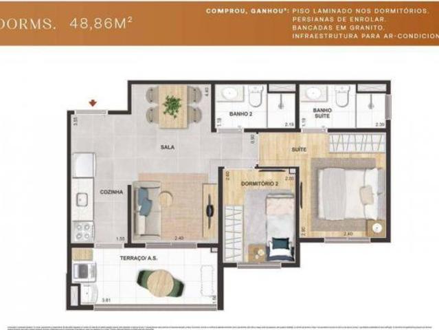 Cidade Parque Guarapiranga | Construtora Cury | Lançamento | 48 metros | 02 dormitórios | suíte | va