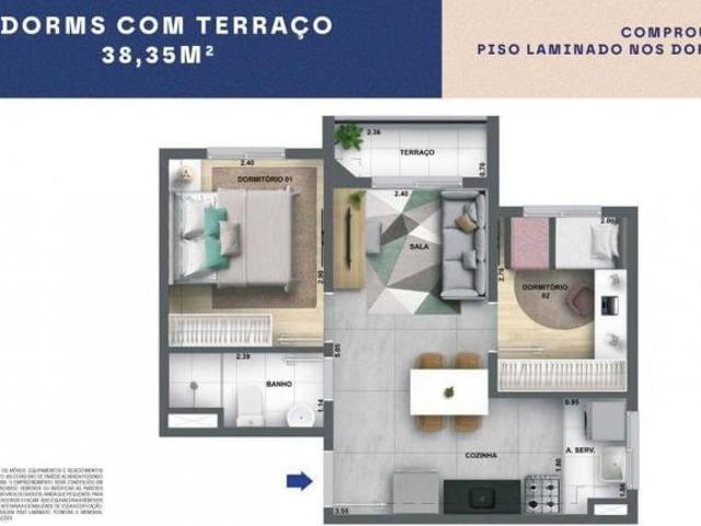 Cidade Villa Lobos Maestro | Construtora Cury | Construção | 37 metros | 02 dormitórios | com varand