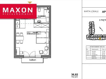 Nowoczesny apartament 39,82 m² z klimatyzacją i balkonem