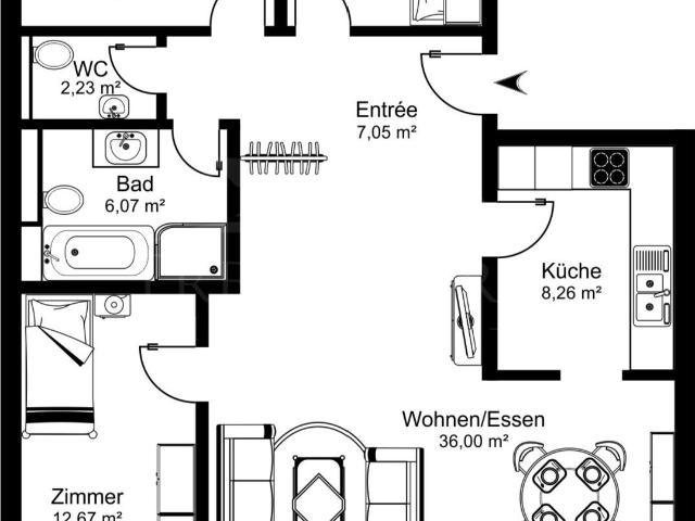 Condominium apartment with 4 rooms for rent in Kerzers 102 m² | dreamo. Ch