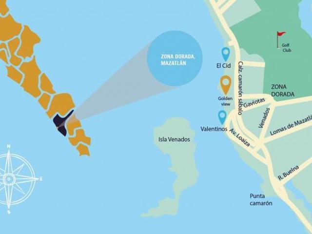 CONDOMINIO EN VENTA EN GOLDEN VIEW ZONA DORADA MAZATLÁN VISTA A LA CIUDAD