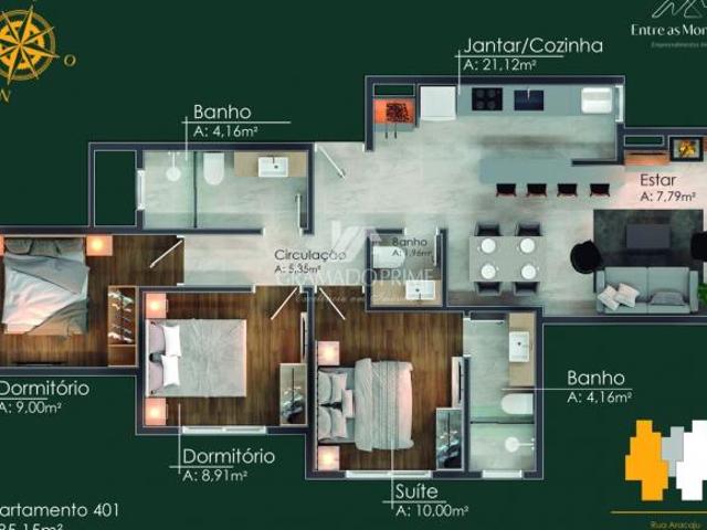 COBERTURA 3 DORMITÓRIOS NA PLANTA GRAMADO