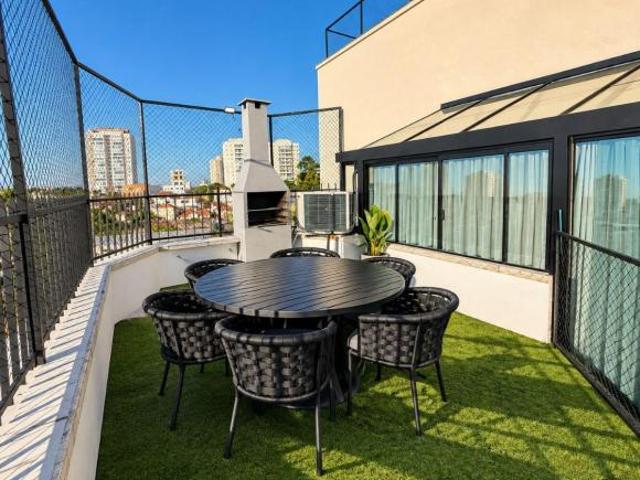 Cobertura à venda na Vila Maria | 120 m², jacuzzi e churrasqueira privativas, 4 vagas