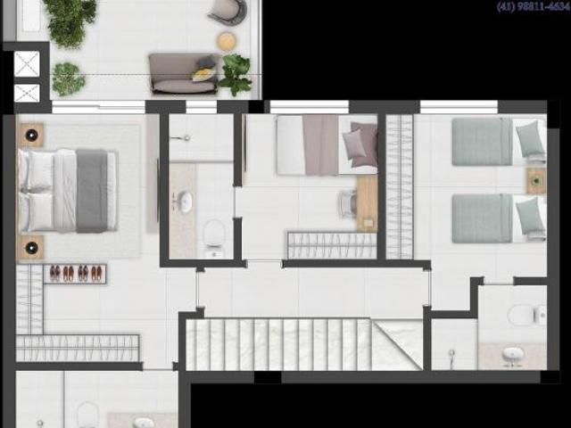 Cobertura DUPLEX com 146m² privativos, com 3 Suítes, 3 Vagas, Bairro Água verde