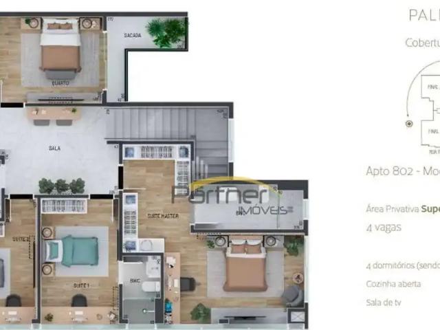 Cobertura para Venda em Curitiba/PR Alto da Glória 4 Quartos