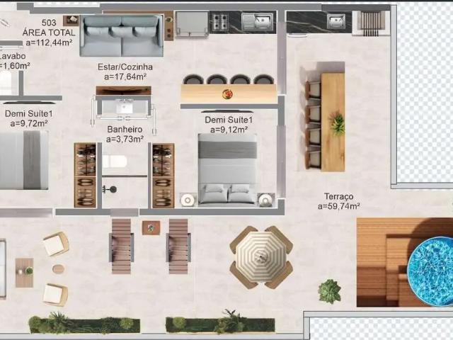 Cobertura para Venda em Florianópolis/SC Jurerê 2 Quartos