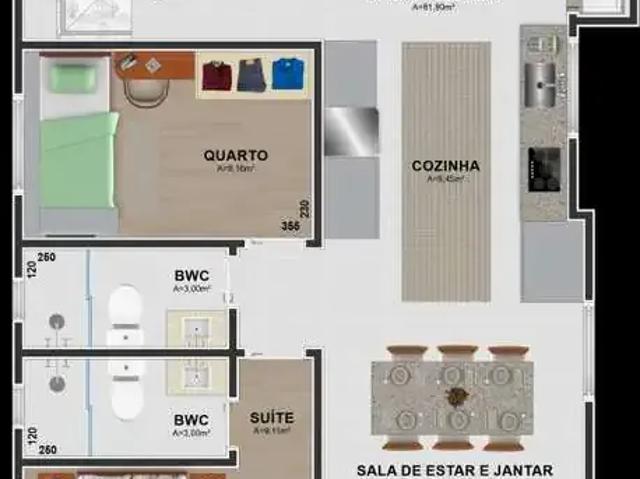 Cobertura para Venda em São José dos Pinhais/PR Centro 3 Quartos