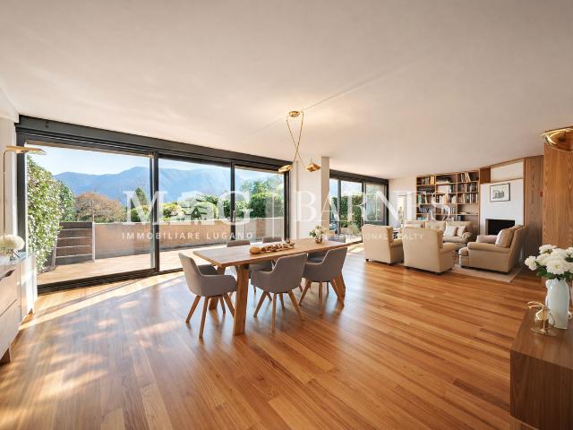 Collina d'Oro, Lugano: 3.5 Zimmer Wohnung mit Terrassen und Garten