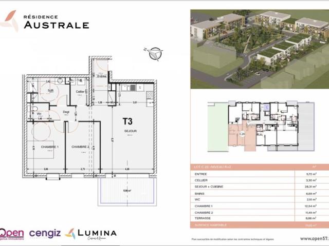 COSNES ET ROMAIN, Résidence Australe, Appartement T3 au R+2