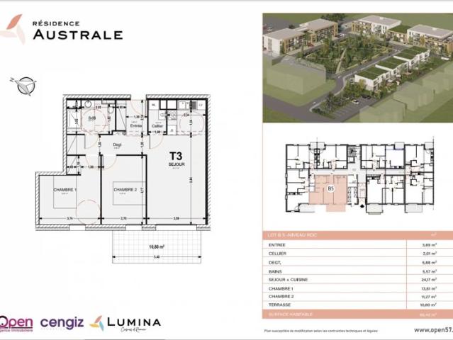 COSNES ET ROMAIN, Résidence Australe, Appartement T3 au RDC