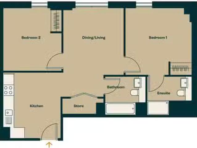For Rent! 2 BA 2 bedroom flat for rent in The Goodsyard, B18
