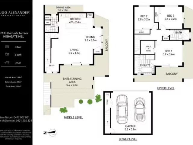 Just in! 3 BR 1/133 Dornoch Terrace, HIGHGATE HILL Townhouse f.