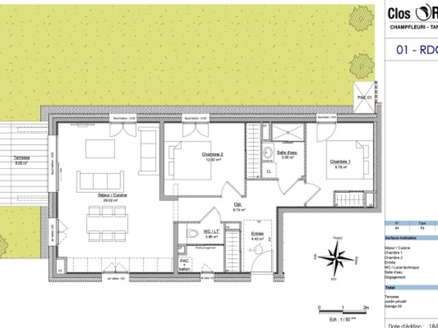 CLOS OREA – APPARTEMENT 01 – T3 en rez de chaussée avec jardin privatif de 173 m² – DERNIER APPARTEMENT DISPONIBLE