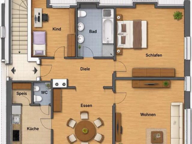 Dachgeschoss Wohnung mit 4 Zimmern und Stellplatz in Ziemetshausen