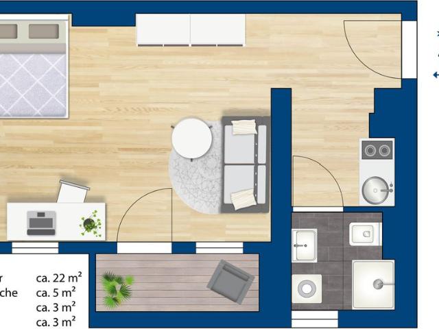 Das Semester in der ersten eigenen Wohnung starten? Hübsche 1 Raum Wohnung in der südlichen Innenstadt