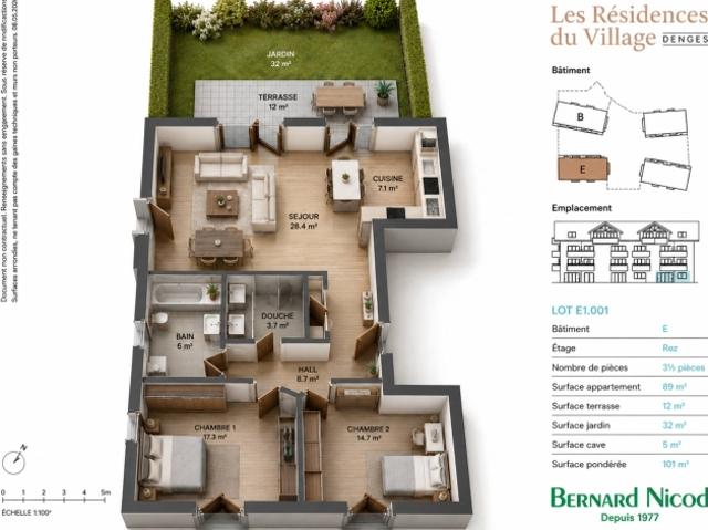 Denges Minergie Neue Wohnungen | 3,5 Zimmer mit Garten und Terrasse