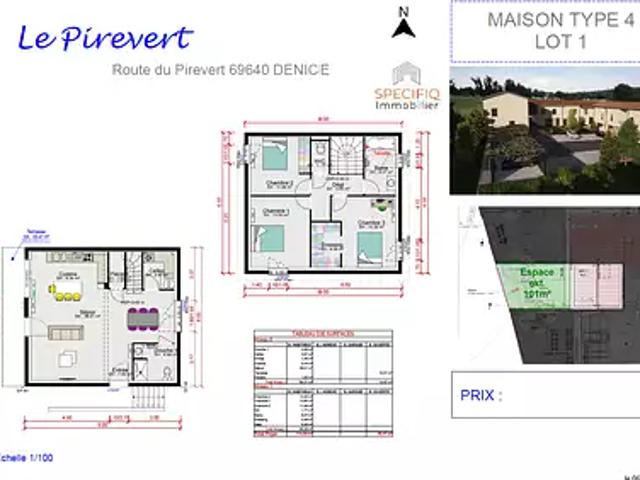 Denicé 69640 Location maison 4 pièces t4