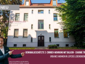 Denkmalgeschützte 2 Raumwohnung mit Balkon in Leipzig Altlindenau