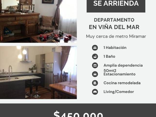 Depto 1d 1b 50mt2 amoblado Agua Santa Viña del Mar