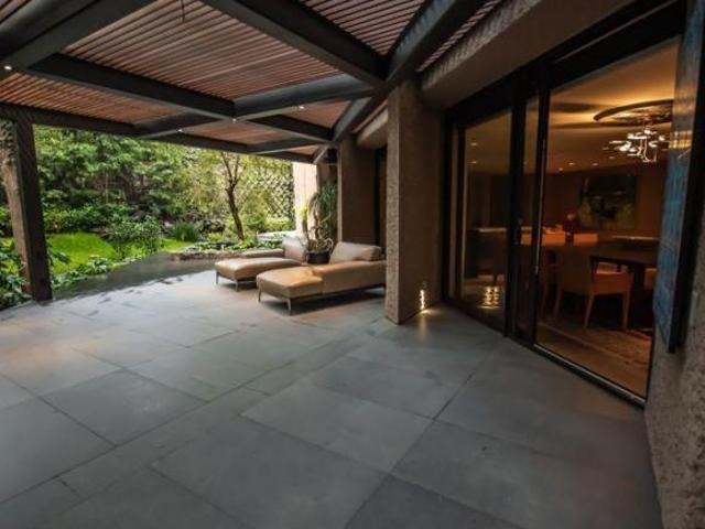 Depto. venta Fracc. El Bosque, terraza y jardín