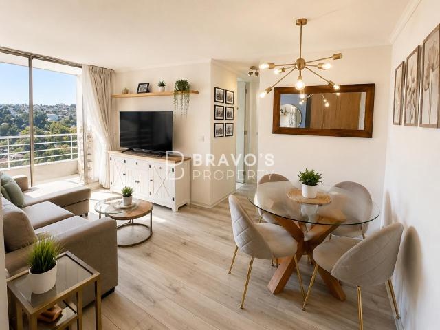 Depto Venta Parque Ingles Valparaíso, 2 dormitorios | 2 baños | 2 terrazas | 60,14 m2 totales |Orientación Norte