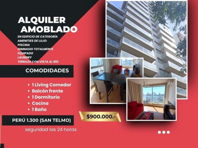 DEPTO AMOBLADO 2 AMB,$900.000.,C/AMENITIES,BCON FRENTE