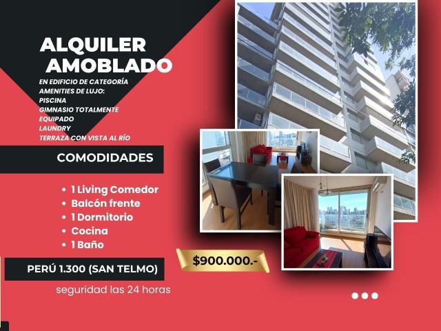 DEPTO AMOBLADO 2 AMB,$900.000.,C/AMENITIES,BCON FRENTE