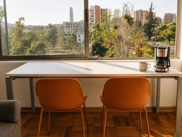 Depto con hermosa vista al Parque a pasos Metro Bilbao. Dos personas