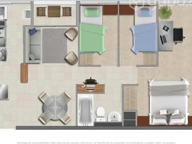 Departamento 3 Dormitorios 1 Baño, Desde 1.729UF | 3 Dormitorios por 1729.00 en San Fernando
