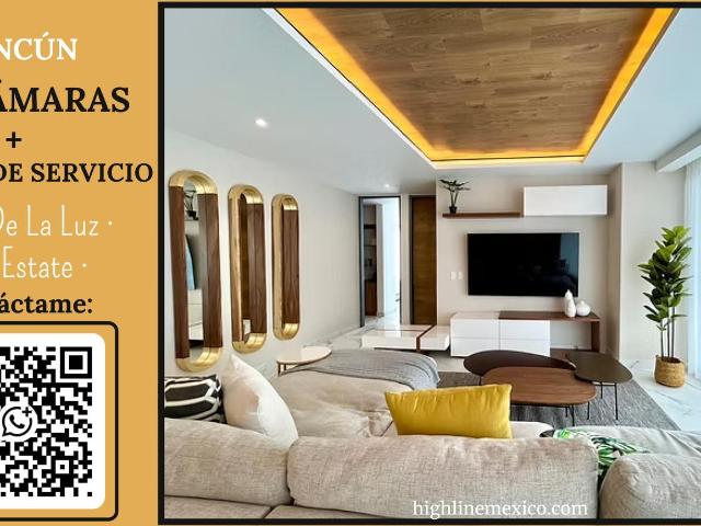 DEPARTAMENTO 3 HABITACIONES CUARTO DE SERVICIO. CANC?N,CENTRO. SPA, ALBERCA,GYM. ENTREGA INMEDIATA