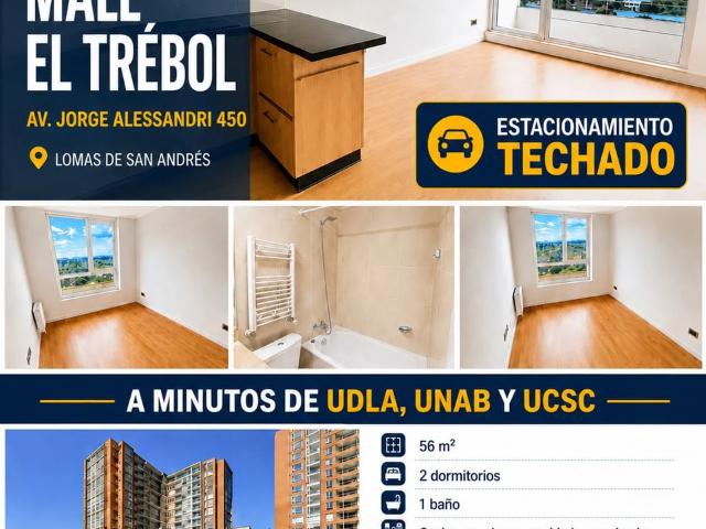 Departamento 2d 1b cercano al mall del trébol, estacionamien