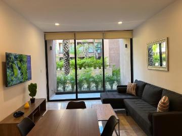 Departamento amueblado en renta en planta baja de 2 recámaras