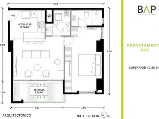 Departamento de 77 m² con 1 [recámara] en venta en Colonia Andrade