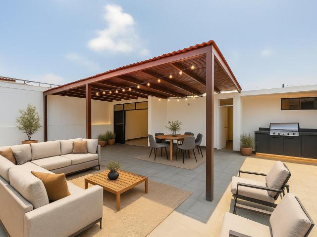 Departamento de amplias dimensiones y terraza enorme en Surco