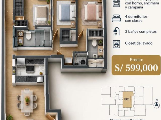 Departamento de Estreno de 4 Dormitorios con Vista a la Calle – Pueblo Libre