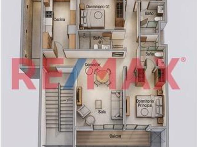 Departamento De Playa De 3 Dormitorios Con Balcón