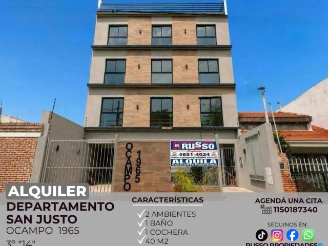 Departamento en alquiler San Justo 2 ambientes