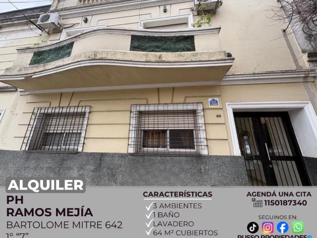Departamento en alquiler Ramos Mejía 3 ambientes